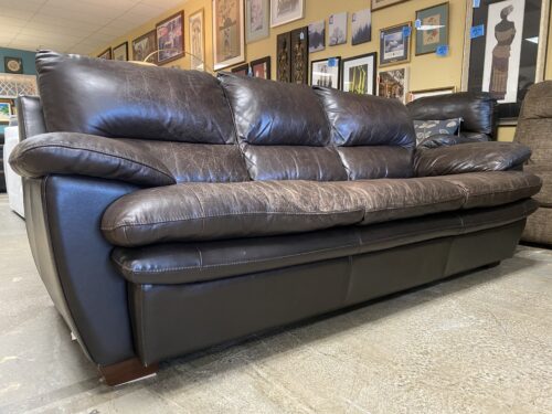 Dark Brown Leather 3 Seat Sofa