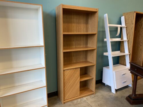 Wooden Bookcase with Single Bottom Cabinet Door