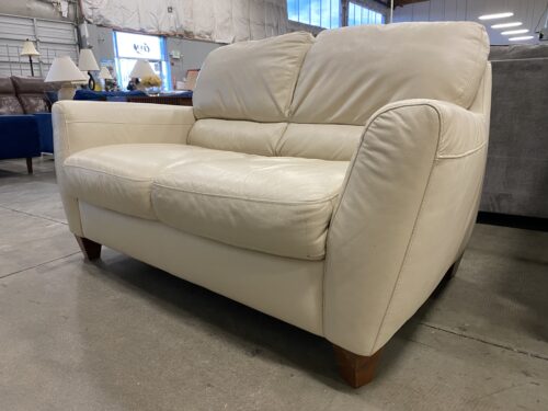 NATUZZI Ivory Plush Leather Loveseat