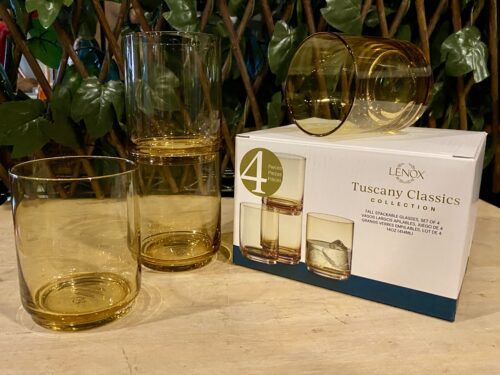 NEW! LENOX Tuscany Classics Tall Stackable Glasses, Amber (Set of 4)