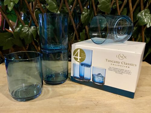 NEW! LENOX Tuscany Classics tall Stackable Glasses, Blue (Set of 4)