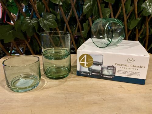 NEW! LENOX Tuscany Classics Short Stackable Glasses, Green (Set of 4)
