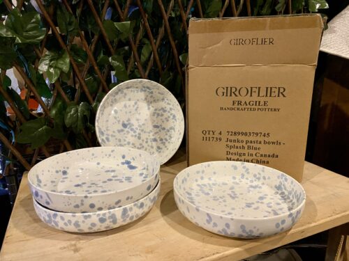 NEW! GIROFLIER Junko Pasta Bowls, Splash Blue (Set of 4)
