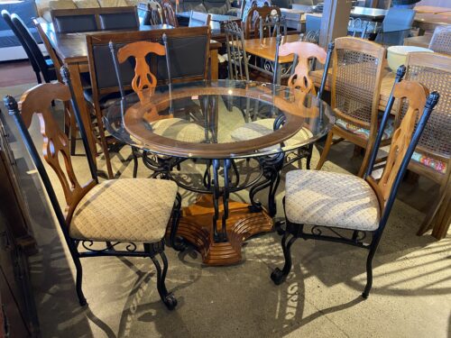 Round Glass Top 4-Seater Pedestal Dining Set