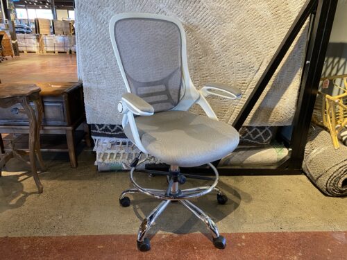 White Mesh Back Tall Adjustable Height Office Chair w/ Footrest