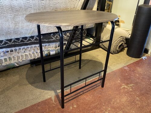 Metal Frame Pale Oval Table w/ Shelf