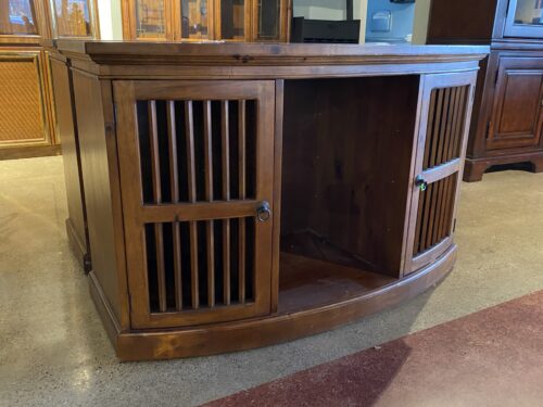 PIER 1 Curved Front Slat-Door Media Stand