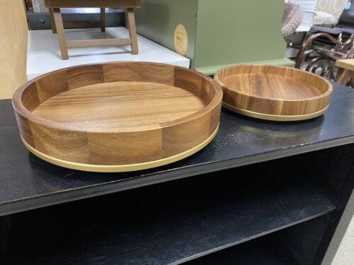Wood & Gold Lazy Susan Serving Bowls (Set of 2)