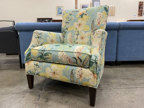 MACY'S Turquoise Floral Fabric Arm Chair