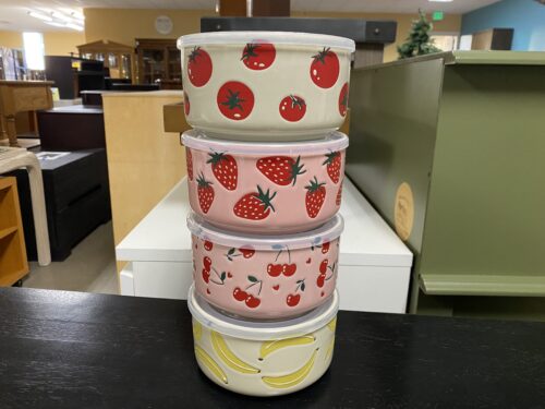 Ceramic Fruit Patterned Tupperware (Set of 4)