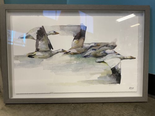 "Heading South" Watercolor Framed Print by Rachel Byler in Grey Frame