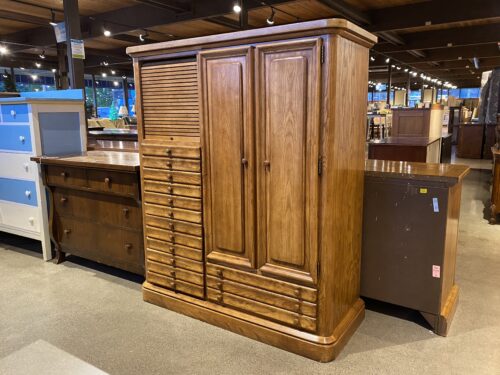 STANLEY Tambour Door Faux-Drawer Armoire