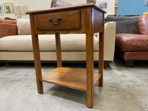 LEICK HOME Oak Single Drawer Shaker Style Nightstand with Removable Bottom Tier