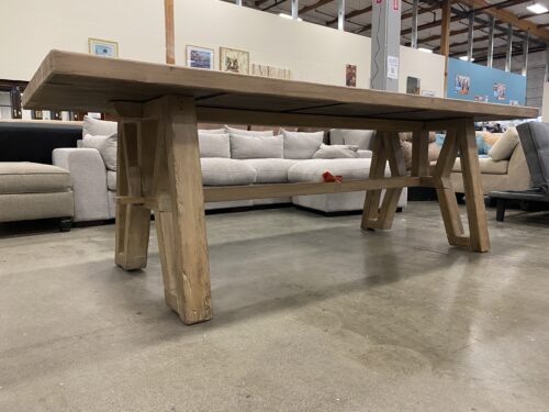 SARREID LTD Miner's Camp Reclaimed Pine Trestle Base Dining Table