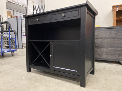 POTTERY BARN Black Entertainment Console with Wine Storage and Bottom Cabinet