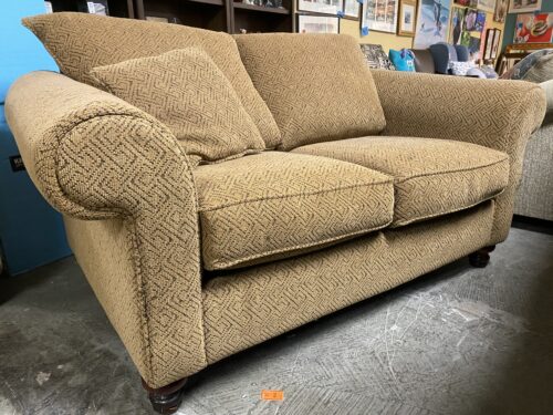Light Brown Geometric Pattern Upholstered Loveseat