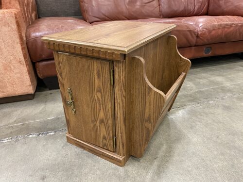 Wooden End Table with Cabinet and Magazine Rack