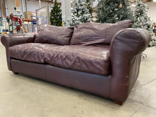 Burgundy Leather 2 Seat Sofa