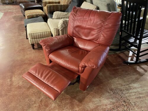 NATUZZI Large Red Leather Recliner Chair