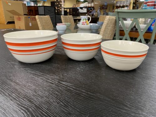Orange Stripe Mixing Bowls (Set of 3)