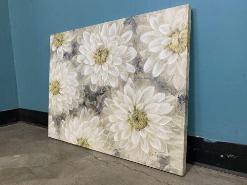 White Dahlia Garden Printed Canvas Wall Art