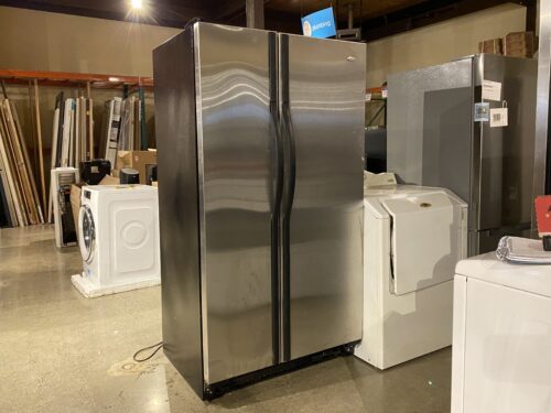 AMANA Stainless Steel Double Door Fridge w/ Beverage Compartment