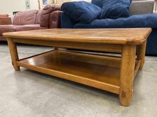 Wooden 2 Tiered Coffee Table with Marquetry Top