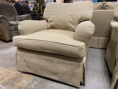 Beige Upholstered Diamond Patterned Armchair