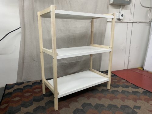 White Metal & Wood 3-Tier Display Shelf