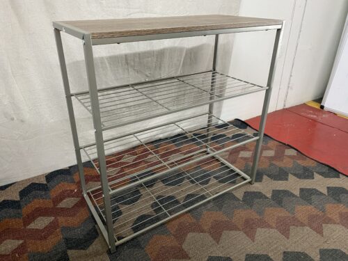 Grey Metal & Wood 4-Tier Organizer Shelf