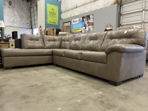 Grey Tufted L-Shaped Sectional