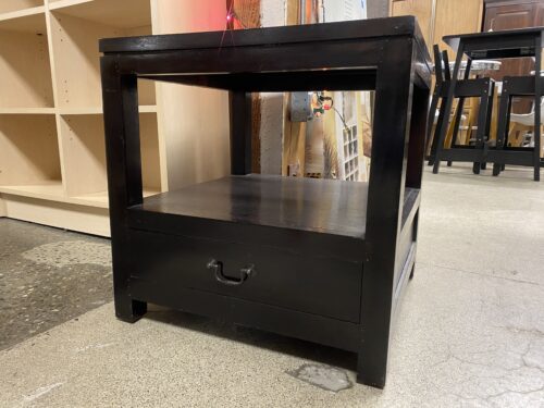 Black Square End Table w/ Drawer
