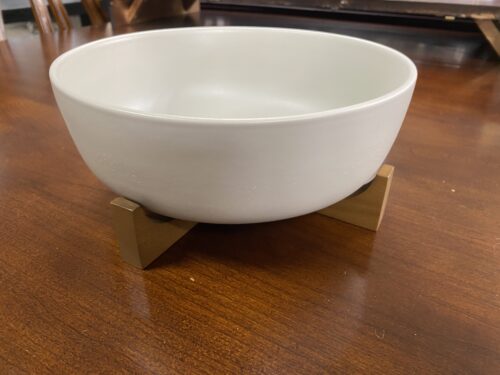 Cool Grey Gregson Serve Bowl w/ Wooden Stand