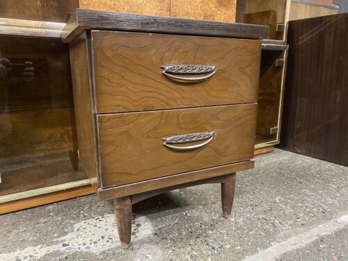 Vintage Wooden 2-Drawer Closed Nightstand