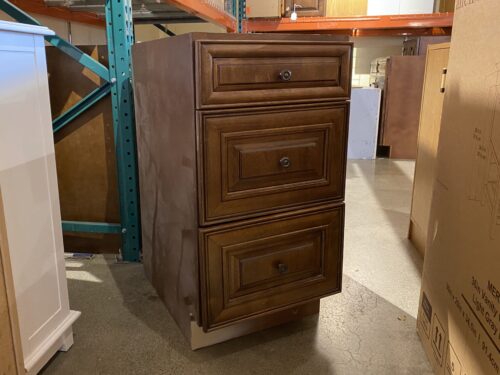 Rich Brown 18" 3-Drawer Lower Cabinet