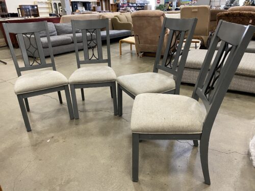 Grey Wooden Upholstered Seat Dining Chairs (Set of 4)