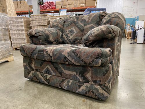 Muted Geometric Pattern Wide Plush Accent Chair