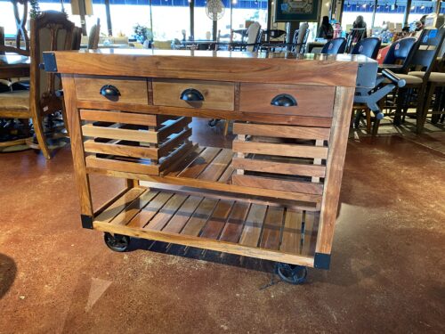 Marblerock Natural Acacia Wood Kitchen Cart