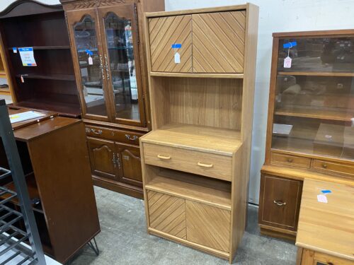 Chevron Pattern Wooden Pantry Cabinet