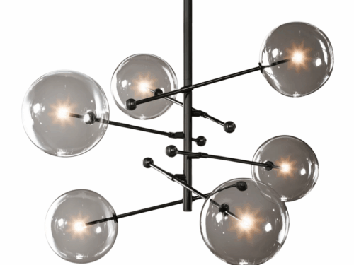 RESTORATION HARDWARE Glass Globe Mobile 6 Arm Chandelier (As Is)