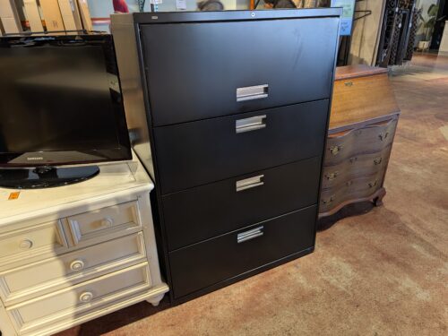 HON Black Lateral 3 Drawer File Cabinet with Top Storage