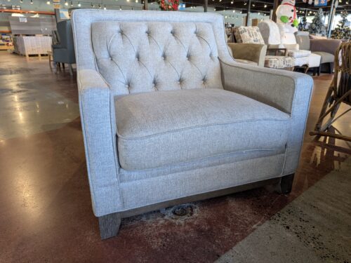 Light Grey Button Tufted Upholstered Accent Chair