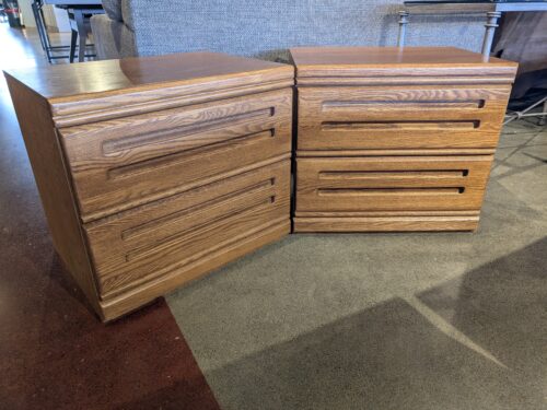 PALLISER Retro Wooden Inset Handle Two Drawer "Nite Table" (Set of 2)
