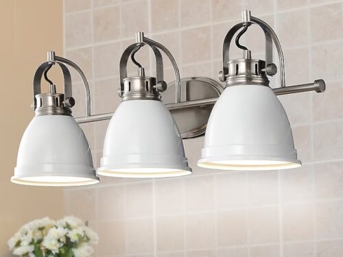 NEW! JONATHAN Y Phineas Iron 3 -Light Satin White Vanity Light