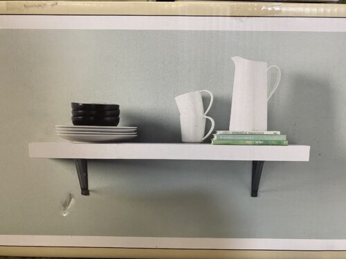 NEW! ALLEN + ROTH  White Finish 36" Shelf with Black Brackets