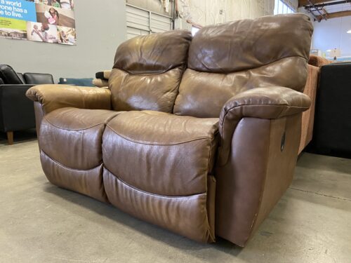 LA-Z-BOY Brown Leather 2 Seat Manual Recliner Sofa