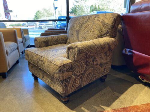 Cobblestone Beige Paisley Print Accent Chair