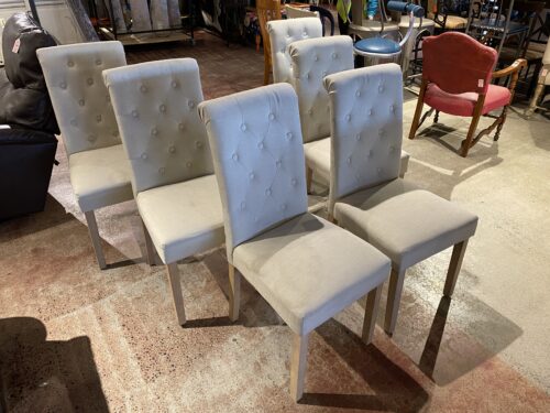 Off White Tufted Upholstered Dining Chairs (Set of 6)
