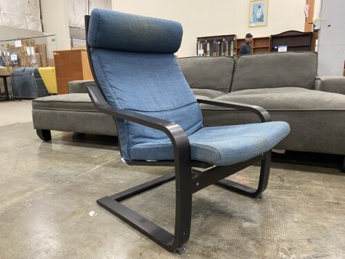 IKEA Black Poang Rocker with Ocean Blue Cushion