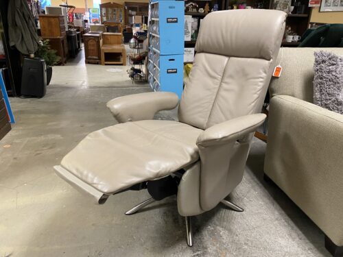 WHITLEY Warm Grey Swivel Manual Reclining Armchair